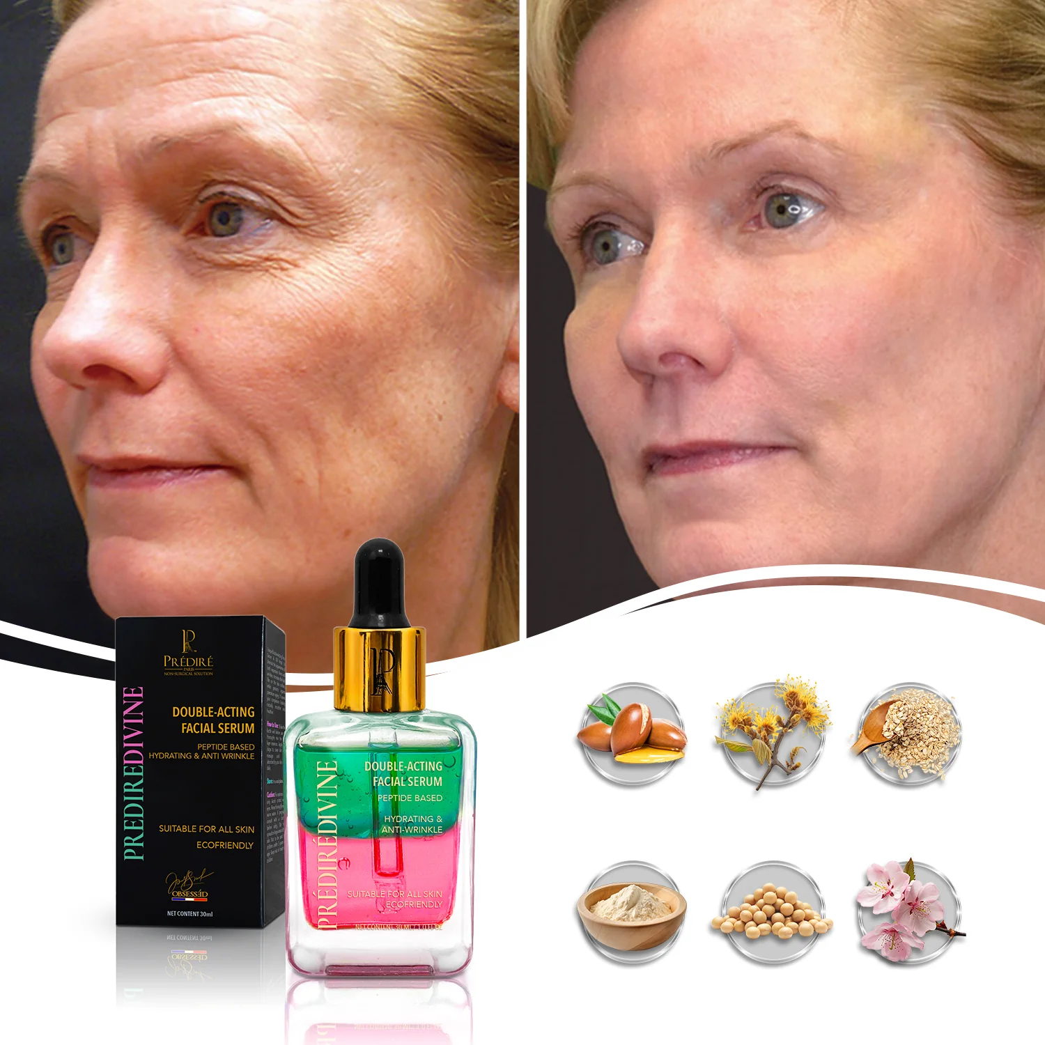 Double-Acting Facial Serum Peptide Based Hydrating & Anti Wrinkle - Image 3