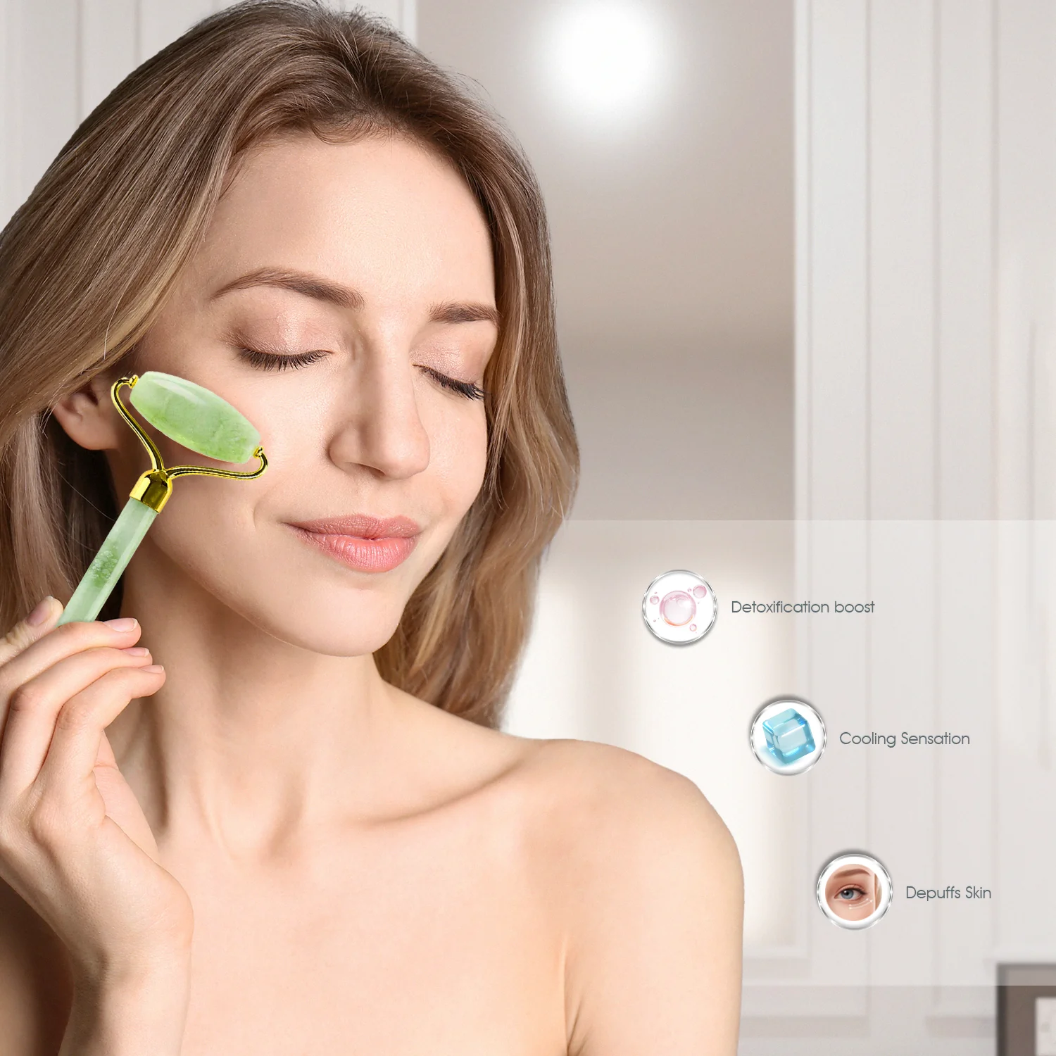 Predire Paris Miracle Stone | Natural Jade Roller Massager | Inflammation, Fine Lines & Wrinkle Remover | Face, Eyes, Neck & Body Applicator - Image 2