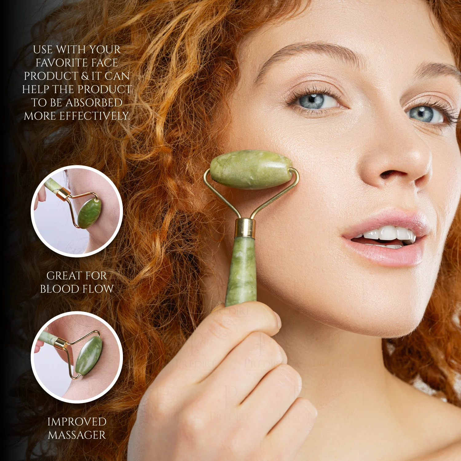Predire Paris Miracle Stone | Natural Jade Roller Massager | Inflammation, Fine Lines & Wrinkle Remover | Face, Eyes, Neck & Body Applicator - Image 4